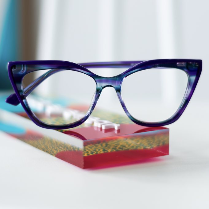 Purple cat-eye frames